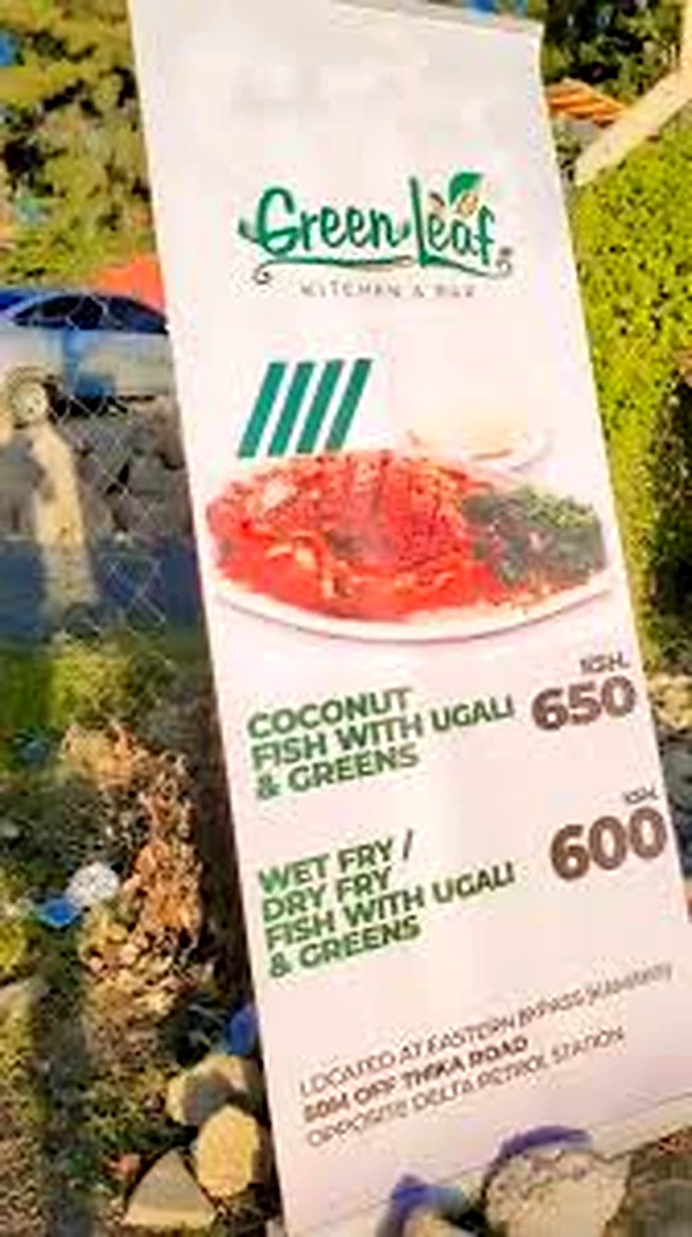 GreenLeaf roadside menu sign